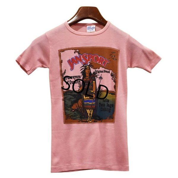 画像1: 90’s~【USA製】ビンテージ【JANSPORTS】【ジャンスポ】インディアン【ピンク】Tシャツ【サイズＳ】レディース古着 