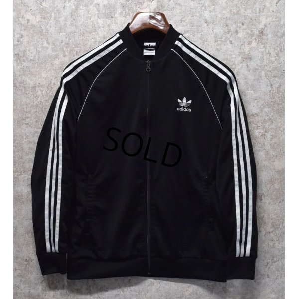 画像1: デッドストック【ビンテージ】【アディダス】adidas【黒×白ライン】ジャージ【トラックジャケット】【トラックジャージ】【ボーイズＬ】 