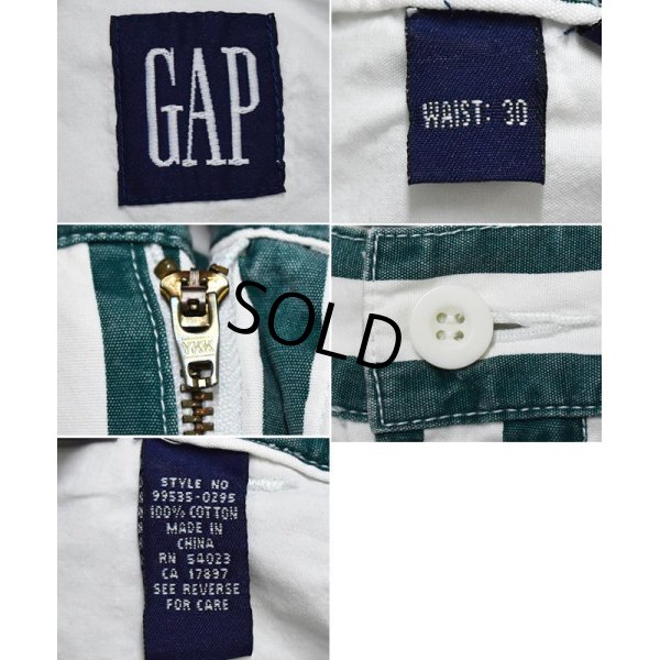 画像2: 【ビンテージ】【オールドギャップ】【GAP】ギャップ 【緑ｘ白ストライプ】【２タックショートパンツ】【短パン】【コットンショーツ】【W30】 