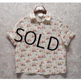 【CYNTHIA ROWLEY】【シンシア ローリー】【ヨット柄】【リネン】【半袖シャツ】【レディース古着】【サイズS】 