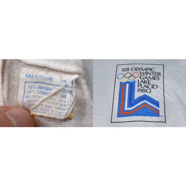 画像2: 80's【USA製】【ビンテージ】【XIII OLYMPIC WINTER GAMES LAKE PLACID 1980】【冬季オリンピック】【白】【Ｔシャツ】【サイズＭ】 