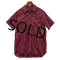 【ビンテージ】【SEARS】【シアーズ】【黒×ワイン】【チェック柄】【ウエスタン】【半袖シャツ】【サイズＸＬ】 
