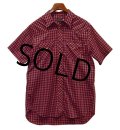 【ビンテージ】【SEARS】【シアーズ】【黒×ワイン】【チェック柄】【ウエスタン】【半袖シャツ】【サイズＸＬ】 