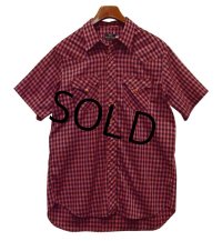 【ビンテージ】【SEARS】【シアーズ】【黒×ワイン】【チェック柄】【ウエスタン】【半袖シャツ】【サイズＸＬ】 