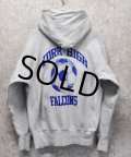 90's【USA製】【ビンテージ】【チャンピオン】【Champion】【リバースウィーブパーカー】グレー【YORK HIGH FALCONS】【サイズXL】 