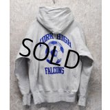 90's【USA製】【ビンテージ】【チャンピオン】【Champion】【リバースウィーブパーカー】グレー【YORK HIGH FALCONS】【サイズXL】 