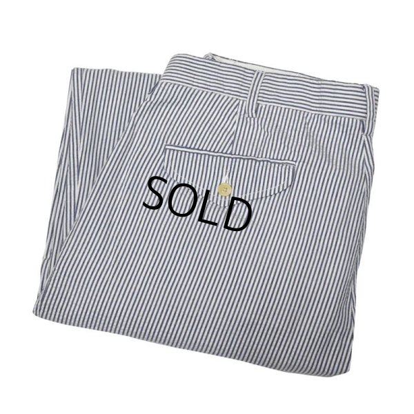 画像1: 【RALPH LAUREN】【ラルフローレン】水色【ストライプ】【シアサッカーパンツ】２タックスラックス【36X34】 