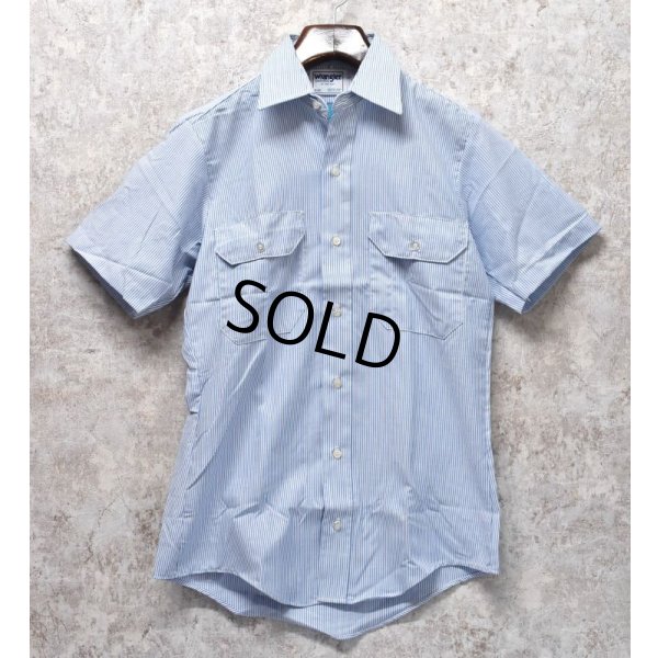 画像3: USA製【デッドストック】【ビンテージ】【Wrangler×RED KAP】ラングラー×レッドキャップ【白×水色ストライプ】【半袖シャツ】【サイズS】  