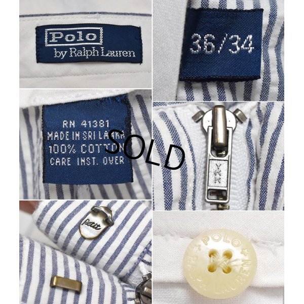 画像3: 【RALPH LAUREN】【ラルフローレン】水色【ストライプ】【シアサッカーパンツ】２タックスラックス【36X34】 