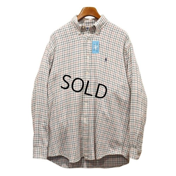 画像1:  【Ralph lauren】【ラルフローレン】生成りｘ赤ｘ青【チェック柄】【ボタンダウンシャツ】【サイズＬ】  