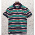 【ラコステ】【LACOSTE L!VE】【紺ｘエメラルドｘ赤】ボーダー【ポロシャツ】【サイズ4】 