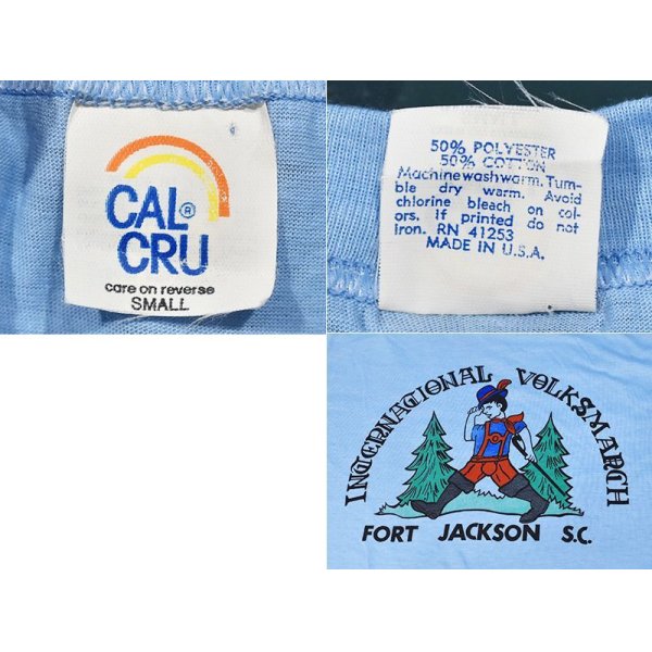 画像2: ほぼ未使用!!【ビンテージ】【Cal Cru】カルクルー【International volks＆march】【Fort Jackson S.C.】水色【Tシャツ】サイズＳ 