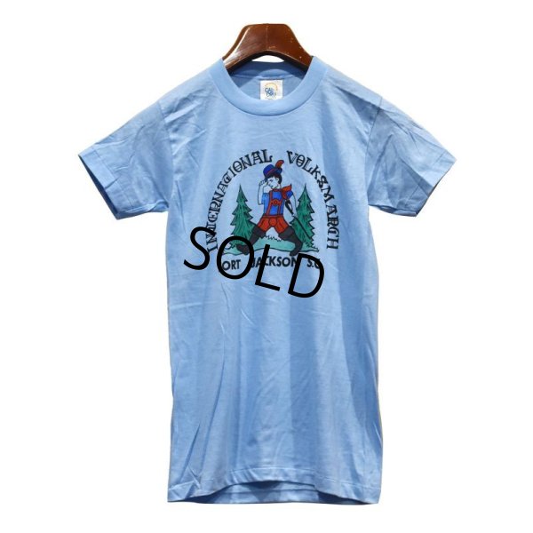 画像1: ほぼ未使用!!【ビンテージ】【Cal Cru】カルクルー【International volks＆march】【Fort Jackson S.C.】水色【Tシャツ】サイズＳ 