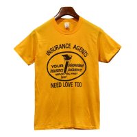 70's∼ USA製 ビンテージ【Stedman】【ステッドマン】【黄色】【Insurance agents need love too】Tシャツ【サイズM】 