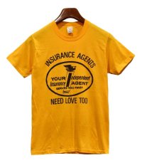 70's∼ USA製 ビンテージ【Stedman】【ステッドマン】【黄色】【Insurance agents need love too】Tシャツ【サイズM】 