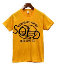 70's∼ USA製 ビンテージ【Stedman】【ステッドマン】【黄色】【Insurance agents need love too】Tシャツ【サイズM】 