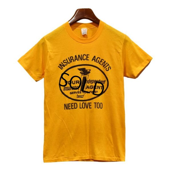 画像1: 70's∼ USA製 ビンテージ【Stedman】【ステッドマン】【黄色】【Insurance agents need love too】Tシャツ【サイズM】 