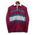【ビンテージ】IZOD【ラコステ】エンジ【緑×グレーボーダー】【長袖ポロシャツ】【サイズS】 