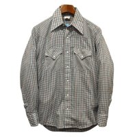 【ビンテージ】【ELY PLAINS】【ウエスタンシャツ】【緑×茶色チェック】【サイズ 15 -34】 