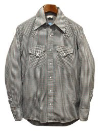 【ビンテージ】【ELY PLAINS】【ウエスタンシャツ】【緑×茶色チェック】【サイズ 15 -34】 
