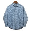 【コロンビア】【Columbia】水色【草模様】【シャツ】レディース古着【サイズＷ－Ｍ】 