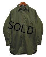 40's【米軍実物】【ビンテージ】ステンシル入り【U.S.NAVY】【N-3】ポプリンシャツ【US15】 