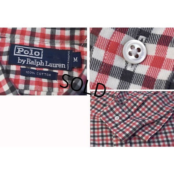 画像2:  【Ralph lauren】【ラルフローレン】【白ｘ赤ｘ黒】【チェック】【コットンシャツ】【サイズＭ】  