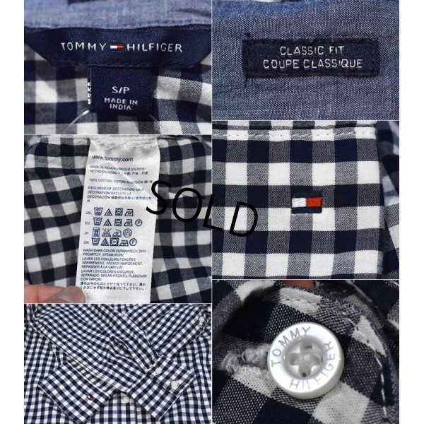 画像2: 【TOMMY HILFIGER】トミーヒルフィガー【白ｘ紺】ギンガムチェック【コットンシャツ】ブラウス【Classic Fit】【レディースＳ】【レディース古着】 