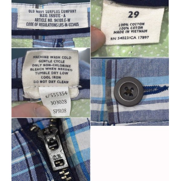 画像2: 【OLD NAVY】【オールドネイビー】 【水色ｘグレーｘ白】【チェック】【コットンショートパンツ】【短パン】【コットンショーツ】【W29】 