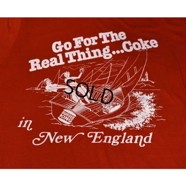 画像3: 80's〜【ビンテージ】【Burger King】【Coke Cola】【Go For The Real Thing...Coke in New England】【ヨット】【Tシャツ】【サイズS程度】 