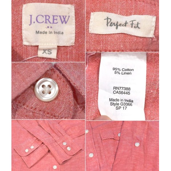画像2:  ビンテージ【J.Crew】 シャンブレー【ピンク】【コットンリネンシャツ】レディース古着【サイズXS】 