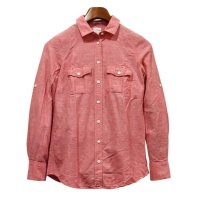  ビンテージ【J.Crew】 シャンブレー【ピンク】【コットンリネンシャツ】レディース古着【サイズXS】 