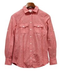  ビンテージ【J.Crew】 シャンブレー【ピンク】【コットンリネンシャツ】レディース古着【サイズXS】 