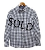 【TOMMY HILFIGER】トミーヒルフィガー【白ｘ紺】ギンガムチェック【コットンシャツ】ブラウス【Classic Fit】【レディースＳ】【レディース古着】 