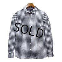 【TOMMY HILFIGER】トミーヒルフィガー【白ｘ紺】ギンガムチェック【コットンシャツ】ブラウス【Classic Fit】【レディースＳ】【レディース古着】 