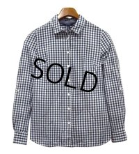 【TOMMY HILFIGER】トミーヒルフィガー【白ｘ紺】ギンガムチェック【コットンシャツ】ブラウス【Classic Fit】【レディースＳ】【レディース古着】 