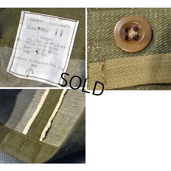 画像4: 程度良好!! 40's【ビンテージ】ブリティッシュアーミー【イギリス軍】【グリーンデニム】オーバーパンツ 【サイズ11】
