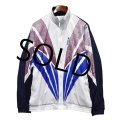 【ビンテージ】【adidas】アディダス【紺×白ｘ紫】【万国旗タグ】【銀タグ】【ジップアップブルゾン】【サイズＬ】 