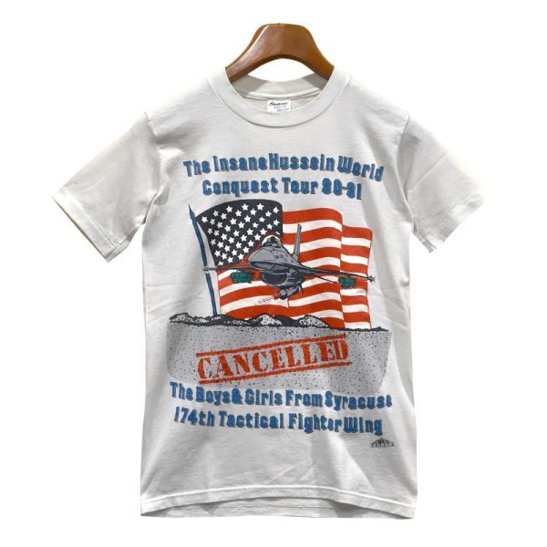 画像1: 【90's】USA製【ビンテージ】【The Insane Hussein World Conquest Tour 90~91】【白】【Ｔシャツ】【サイズＬ】 