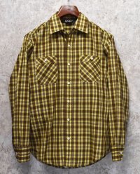 【ビンテージ】【オールドギャップ】【GAP】【黄ｘ茶】【チェックシャツ】【サイズＭ】 