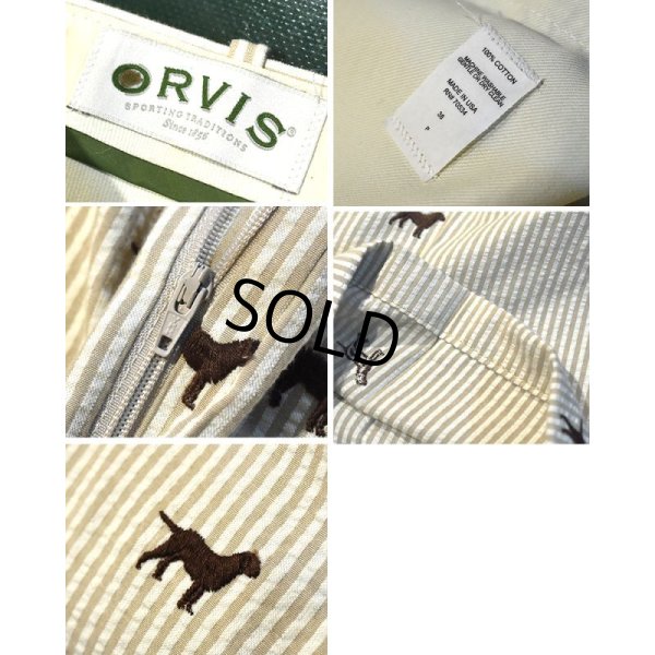 画像3: 【ほぼ未使用】USA製【ビンテージ】【ORVIS】【オービス】【犬刺繍】ベージュ【ストライプ】【シアサッカーパンツ】【W3８】 