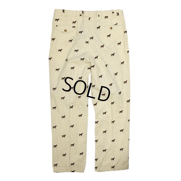 画像4: 【ほぼ未使用】USA製【ビンテージ】【ORVIS】【オービス】【犬刺繍】ベージュ【ストライプ】【シアサッカーパンツ】【W3８】 