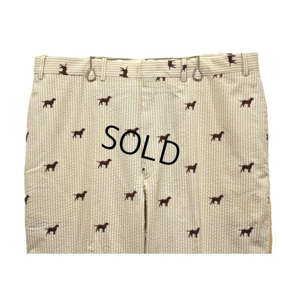 画像5: 【ほぼ未使用】USA製【ビンテージ】【ORVIS】【オービス】【犬刺繍】ベージュ【ストライプ】【シアサッカーパンツ】【W3８】 