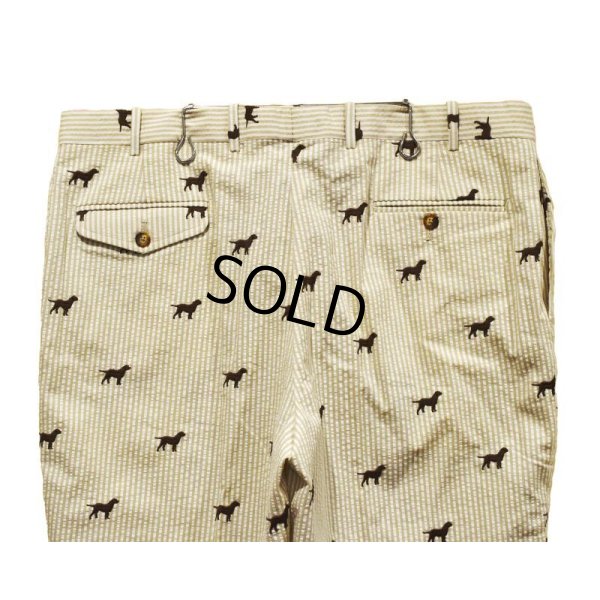 画像6: 【ほぼ未使用】USA製【ビンテージ】【ORVIS】【オービス】【犬刺繍】ベージュ【ストライプ】【シアサッカーパンツ】【W3８】 