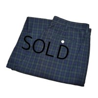 【トミーヒルフィガー】【TOMMY HILFIGER】【黒x緑】【ブラックウォッチ】【ツータックコットンパンツ】【34×32】 
