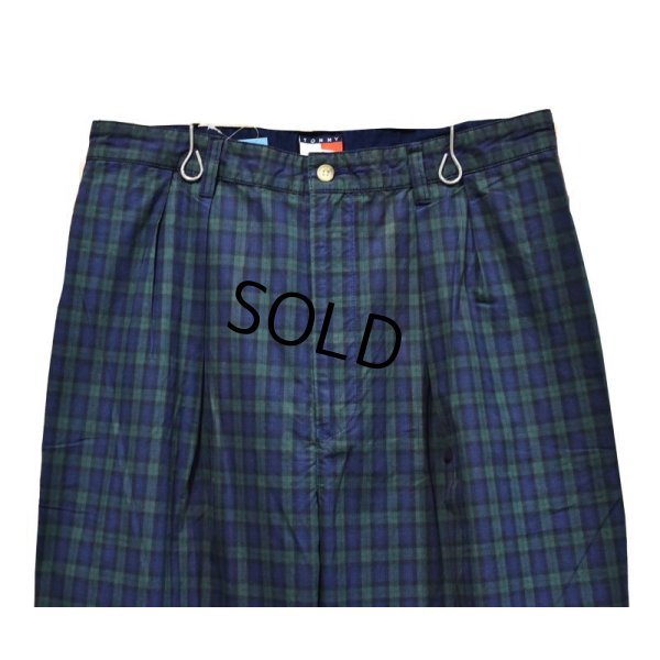 画像4: 【トミーヒルフィガー】【TOMMY HILFIGER】【黒x緑】【ブラックウォッチ】【ツータックコットンパンツ】【34×32】 