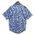 画像3: 【USA製】ビンテージ【FRANK】【水色×青×ピンク】模様【半袖シャツ】【サイズM】<br> (3)
