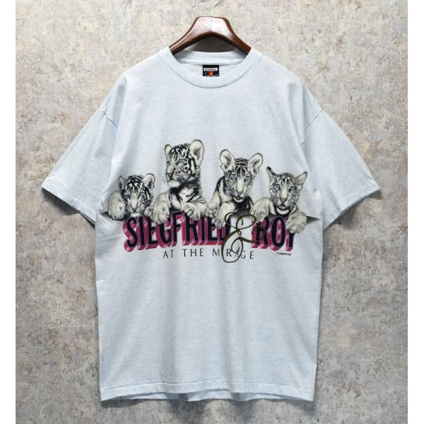 画像1: 【90's】USA製【デッドストック】【SIGNAL SPORT】白青 霜降り【ホワイトタイガー】SIEGFRIED＆ROY 【Ｔシャツ】ビッグサイズ【サイズXL】 