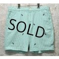 【ブルックスブラザーズ】【346】緑ｘ白【シアサッカー地】【ストライプ柄】刺繡入り【コットンショートパンツ】【短パン】【W36】 