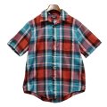 【USA製】ビンテージ【american collection】アメリカンコレクション【赤×緑】チェック【ポリコットン】【半袖シャツ】【サイズM】 